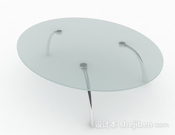 现代风格椭圆形玻璃茶几3d模型下载