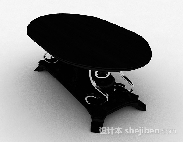 免费椭圆形棕色木质餐桌3d模型下载