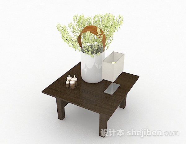现代风格棕色木质小茶几3d模型下载