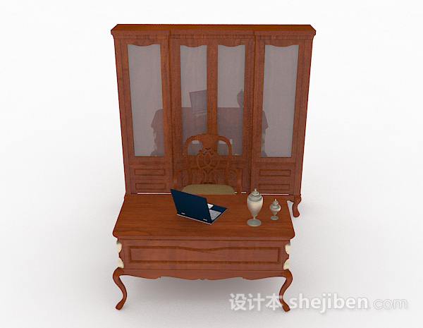 现代风格木质家居书柜3d模型下载