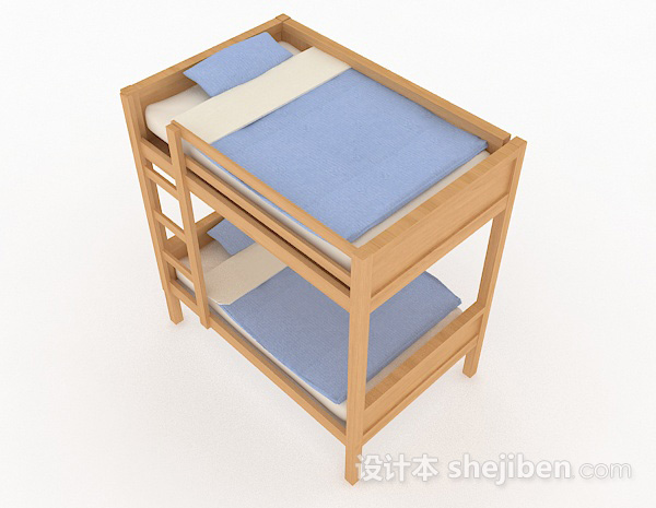 现代风格简约木质上下床3d模型下载