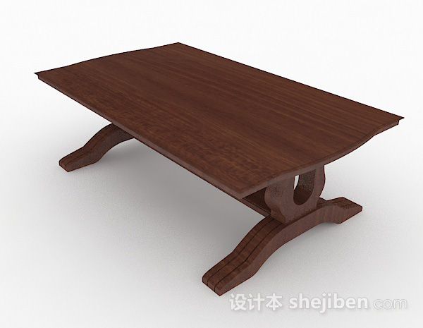 现代风格木质深棕色餐桌3d模型下载
