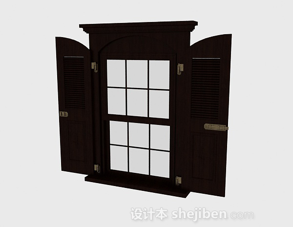 免费欧式风格木质百叶窗3d模型下载
