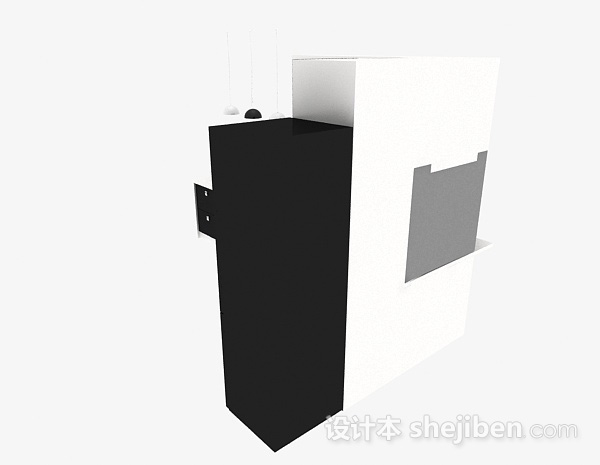 设计本黑色L型厨房兼餐厅时尚整体橱柜3d模型下载