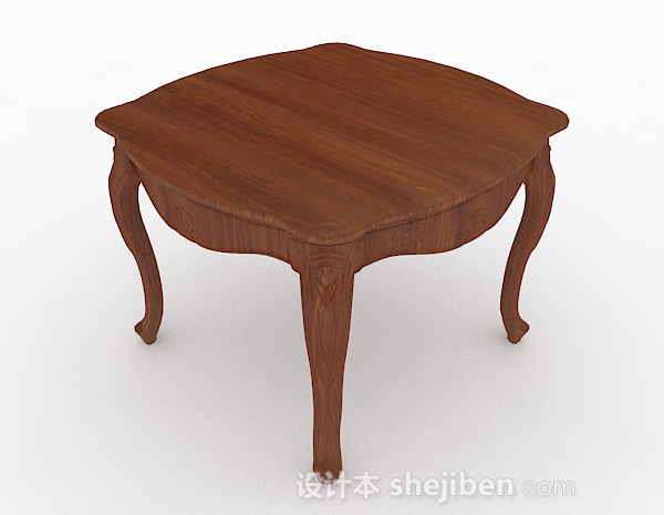 复古棕色木质餐桌3d模型下载