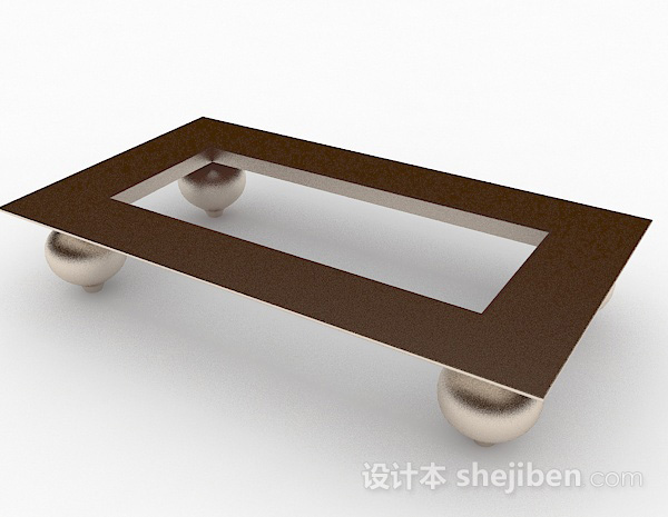 现代风格棕色长方形茶几3d模型下载