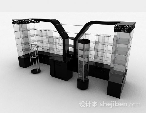 黑色玻璃酒柜3d模型下载