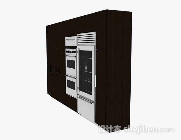 免费棕色木质橱柜3d模型下载