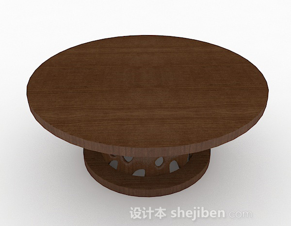 免费圆形棕色餐桌3d模型下载