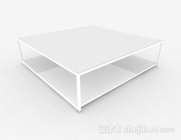现代风格白色方形茶几3d模型下载