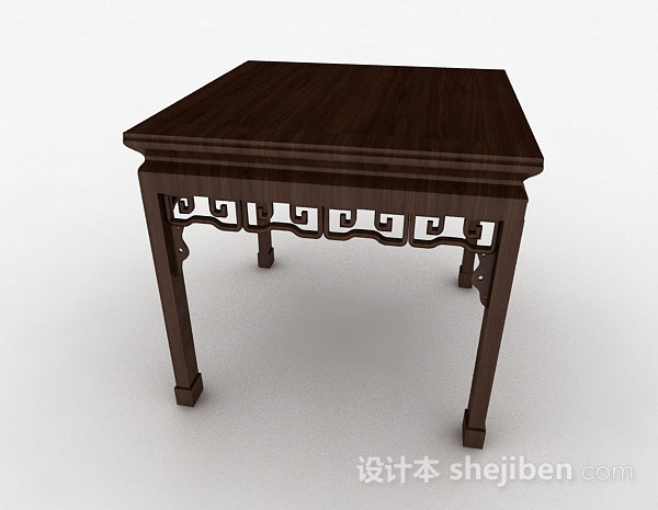 免费中式木质餐桌3d模型下载