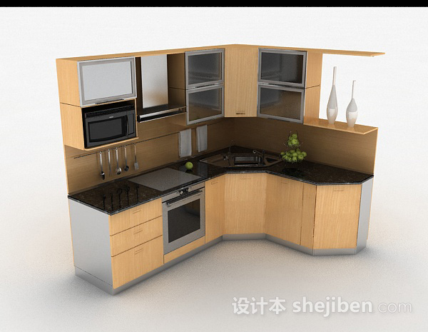 现代风格简约木质橱柜3d模型下载