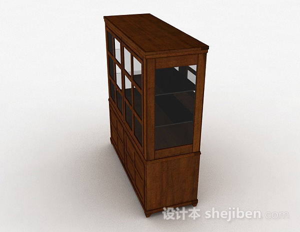设计本棕色木质书柜3d模型下载