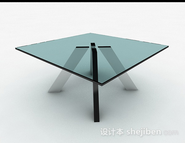 现代风格方形玻璃简约茶几3d模型下载