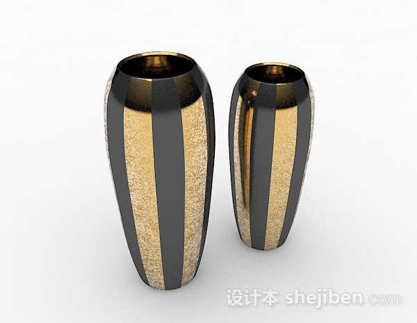 欧式奢华金属立体套装花瓶3d模型下载