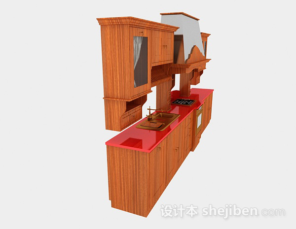 设计本美式风格橱柜3d模型下载