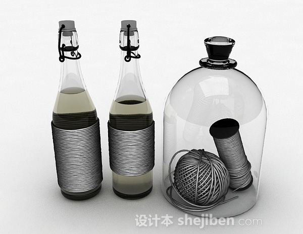 最新简约琉璃瓶摆件3d模型下载
