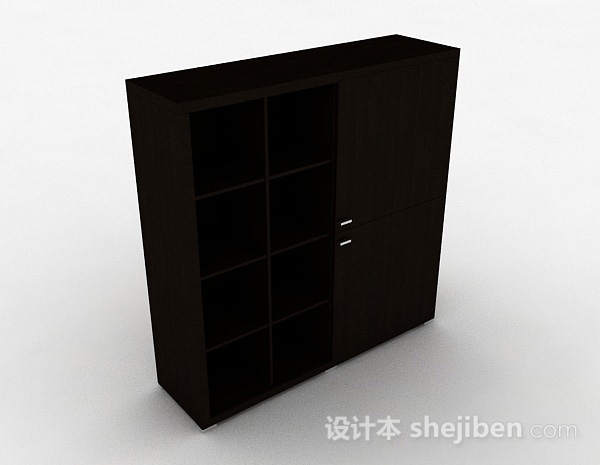 棕色简约木质衣柜3d模型下载