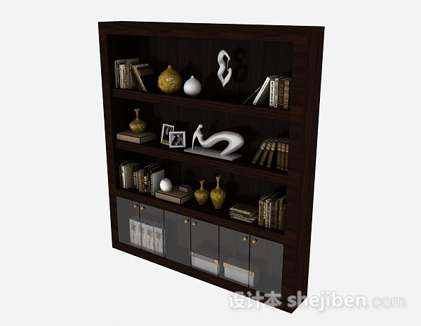 现代风格棕色木质家居展示柜3d模型下载