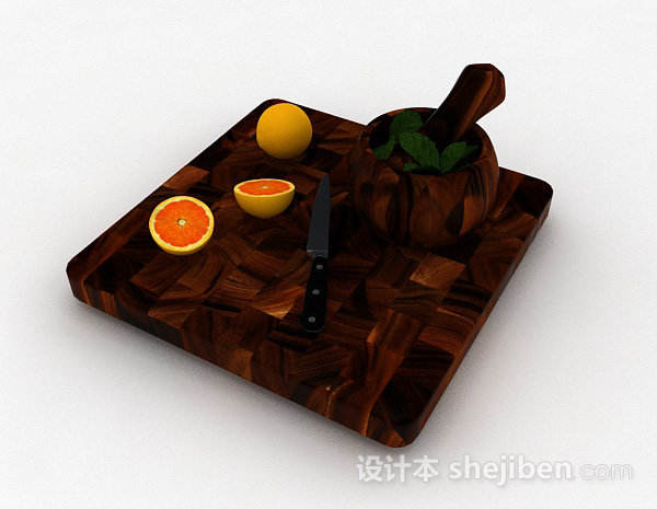 现代风格棕色实木拼接菜板3d模型下载