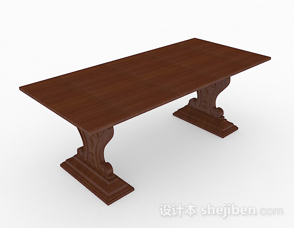 木质餐桌3d模型下载