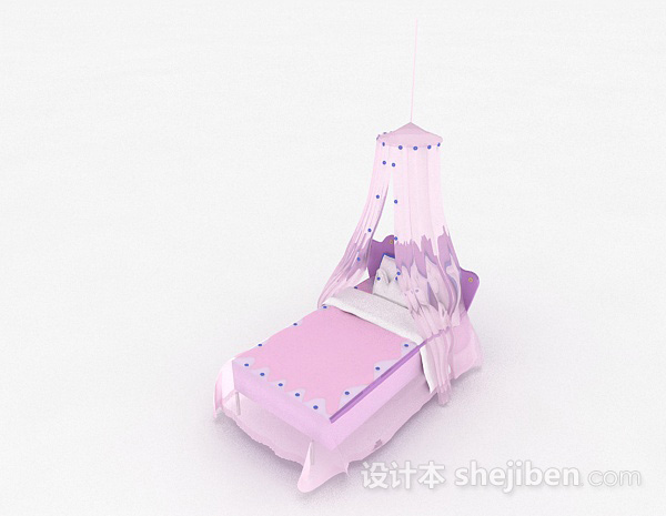 粉色单人床3d模型下载