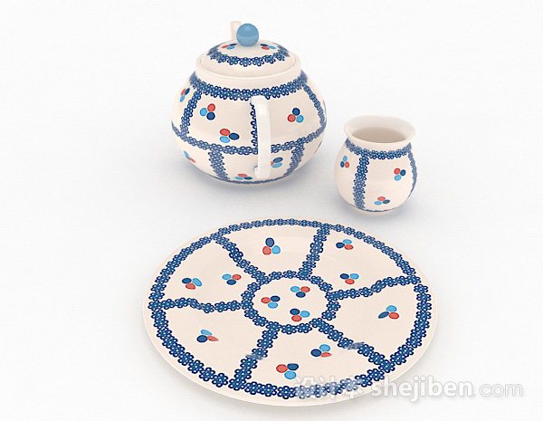 设计本家居陶瓷茶具3d模型下载