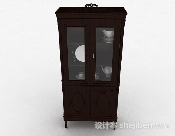 现代风格棕色木质展示柜3d模型下载