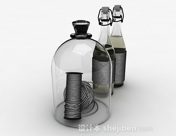 设计本最新简约琉璃瓶摆件3d模型下载