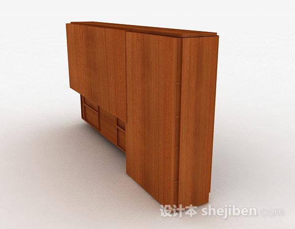 设计本一字型木质整体橱柜3d模型下载