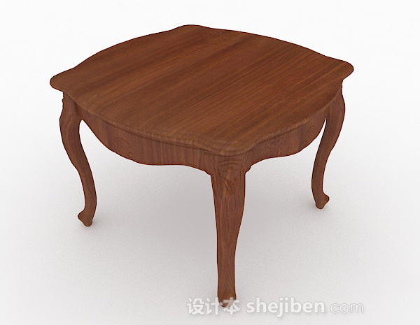 免费复古棕色木质餐桌3d模型下载