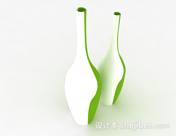设计本绿色摆设瓶子3d模型下载