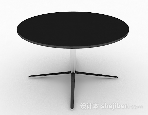 免费黑色圆形简约餐桌3d模型下载