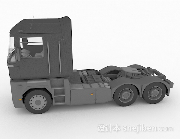 免费灰色货车头3d模型下载