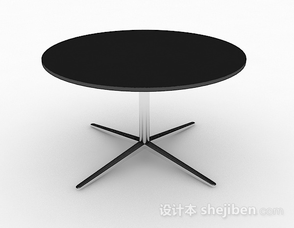 设计本黑色圆形简约餐桌3d模型下载