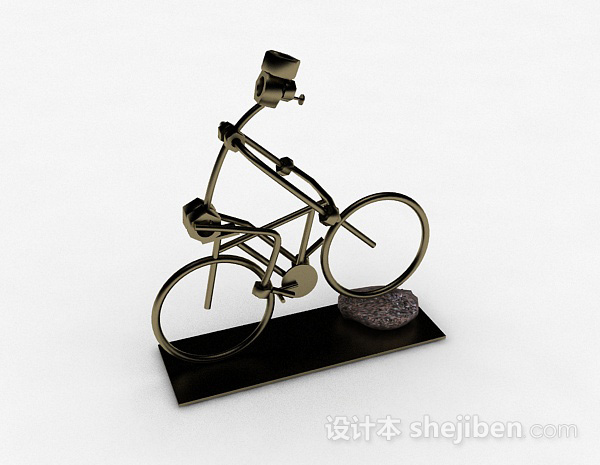 设计本金色金属自行车家居生活摆件3d模型下载