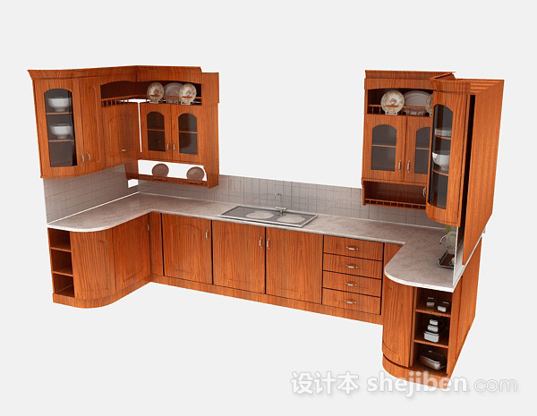 设计本家居木质橱柜3d模型下载