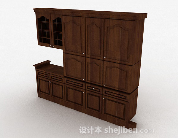 现代风格木质棕色橱柜3d模型下载