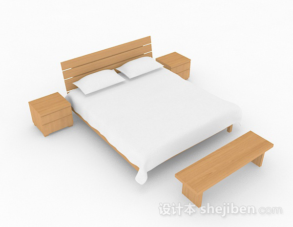 简约家居双人床3d模型下载