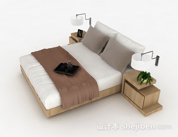 设计本家居简约双人床3d模型下载