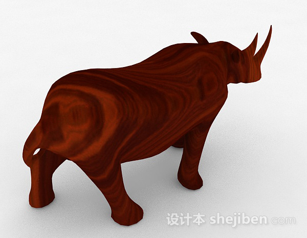 设计本犀牛木质摆设品3d模型下载