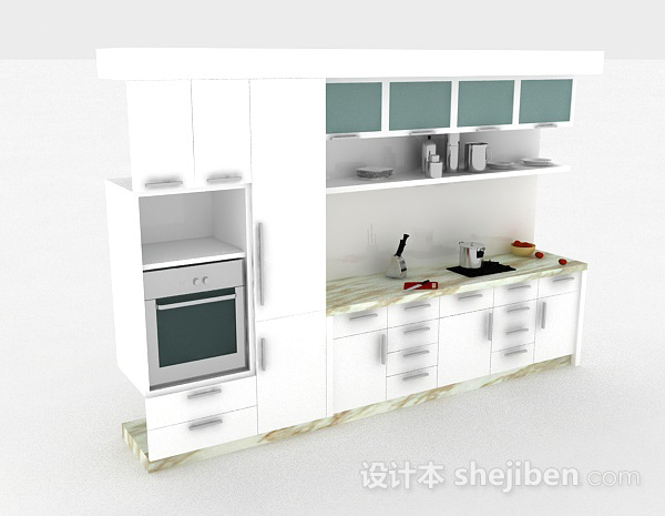 现代风格现代风格白色整体橱柜3d模型下载