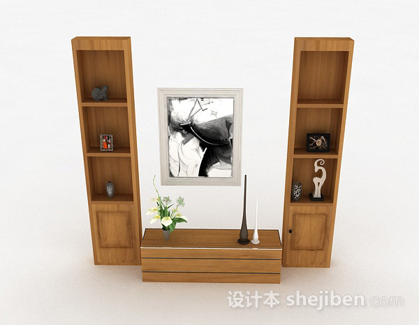 现代风格木质家居展示柜3d模型下载