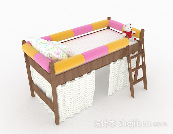 木质儿童床3d模型下载