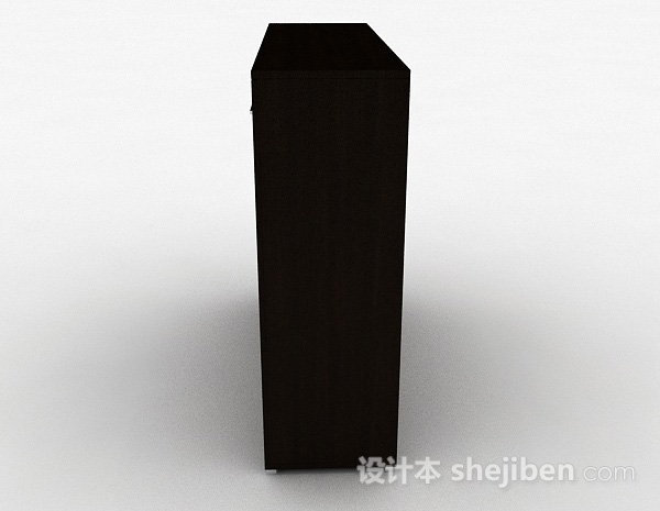 设计本棕色简约木质书柜3d模型下载