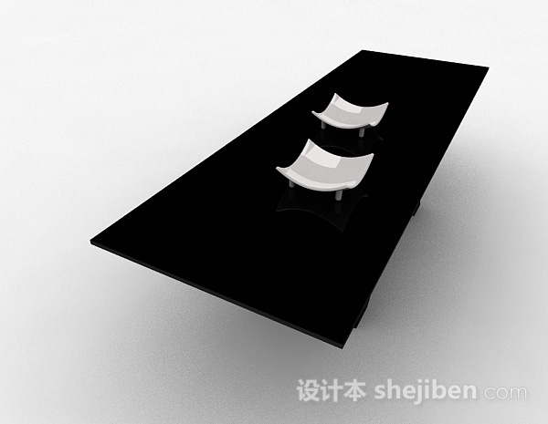 设计本黑色长方形茶几3d模型下载