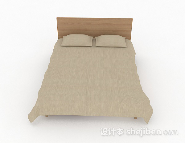 现代风格简约木质双人床3d模型下载