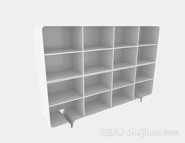 免费白色木质简约展示柜3d模型下载