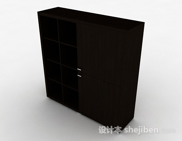 免费棕色简约木质衣柜3d模型下载