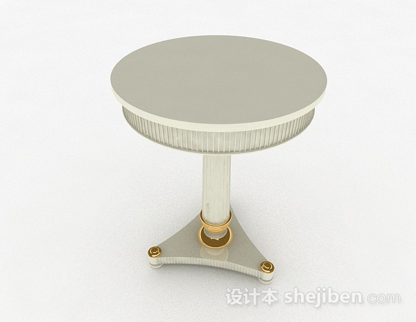 免费白色圆形小餐桌3d模型下载